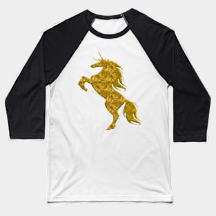 Gold Magical Rearing Unicorn Baseball T-Shirt